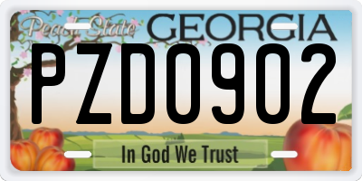 GA license plate PZD0902