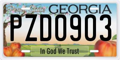 GA license plate PZD0903