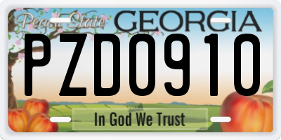 GA license plate PZD0910