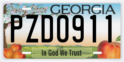 GA license plate PZD0911