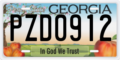 GA license plate PZD0912