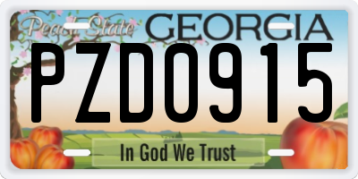 GA license plate PZD0915