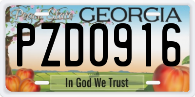 GA license plate PZD0916