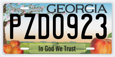 GA license plate PZD0923