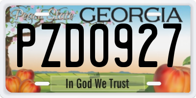 GA license plate PZD0927