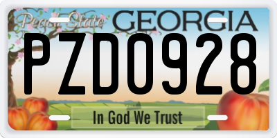 GA license plate PZD0928