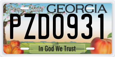 GA license plate PZD0931