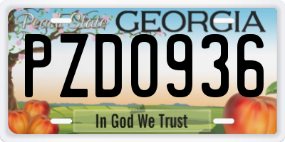 GA license plate PZD0936