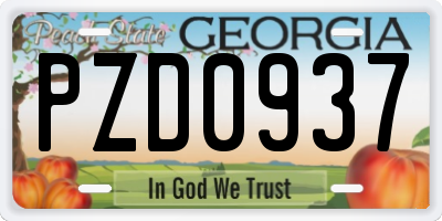GA license plate PZD0937