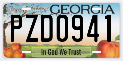 GA license plate PZD0941