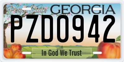 GA license plate PZD0942