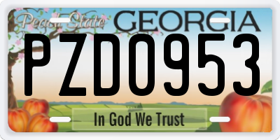 GA license plate PZD0953