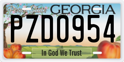 GA license plate PZD0954