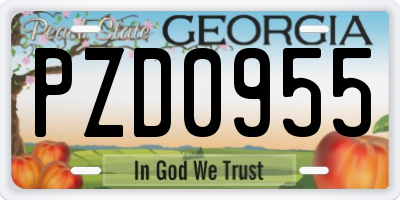 GA license plate PZD0955
