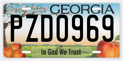 GA license plate PZD0969