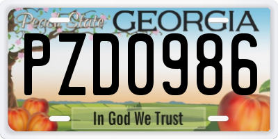 GA license plate PZD0986