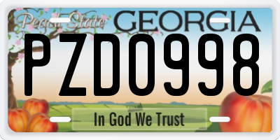 GA license plate PZD0998