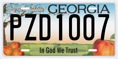 GA license plate PZD1007