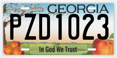 GA license plate PZD1023