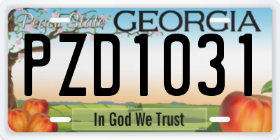 GA license plate PZD1031