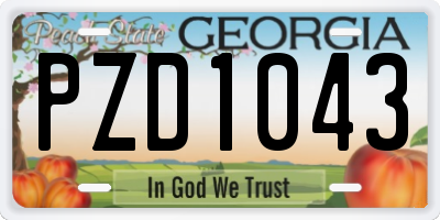 GA license plate PZD1043