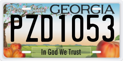 GA license plate PZD1053