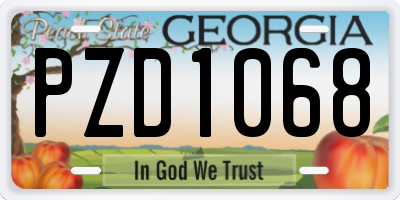 GA license plate PZD1068