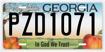 GA license plate PZD1071