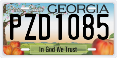 GA license plate PZD1085