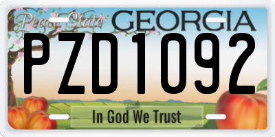 GA license plate PZD1092