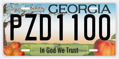 GA license plate PZD1100