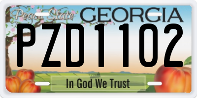 GA license plate PZD1102