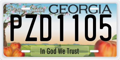 GA license plate PZD1105