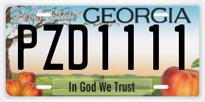 GA license plate PZD1111