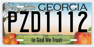 GA license plate PZD1112