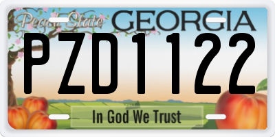 GA license plate PZD1122
