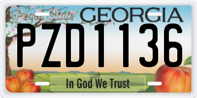 GA license plate PZD1136