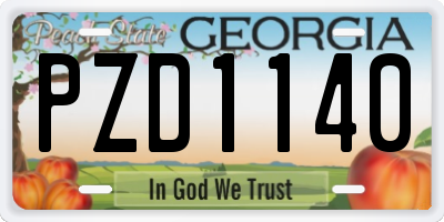 GA license plate PZD1140