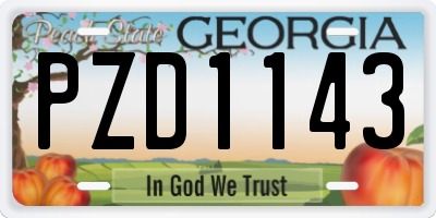GA license plate PZD1143