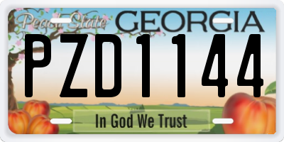 GA license plate PZD1144