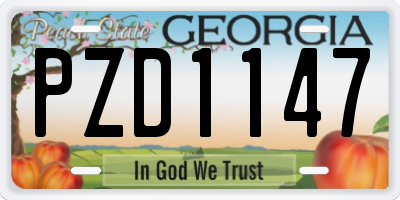 GA license plate PZD1147