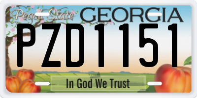 GA license plate PZD1151