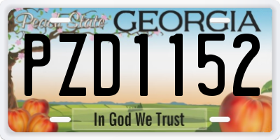 GA license plate PZD1152