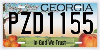 GA license plate PZD1155