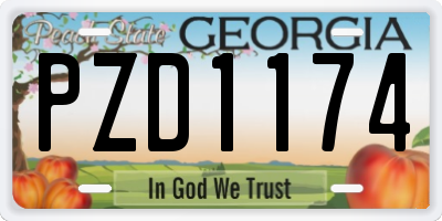GA license plate PZD1174
