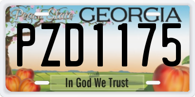 GA license plate PZD1175