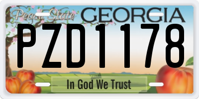 GA license plate PZD1178