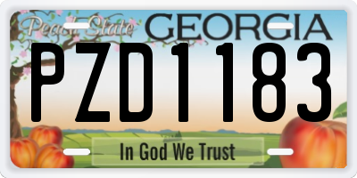 GA license plate PZD1183