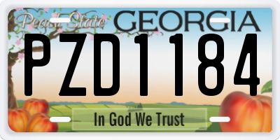GA license plate PZD1184