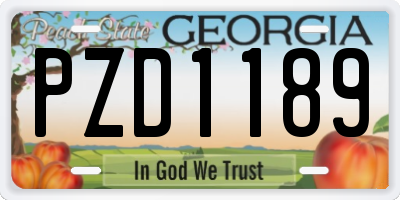 GA license plate PZD1189